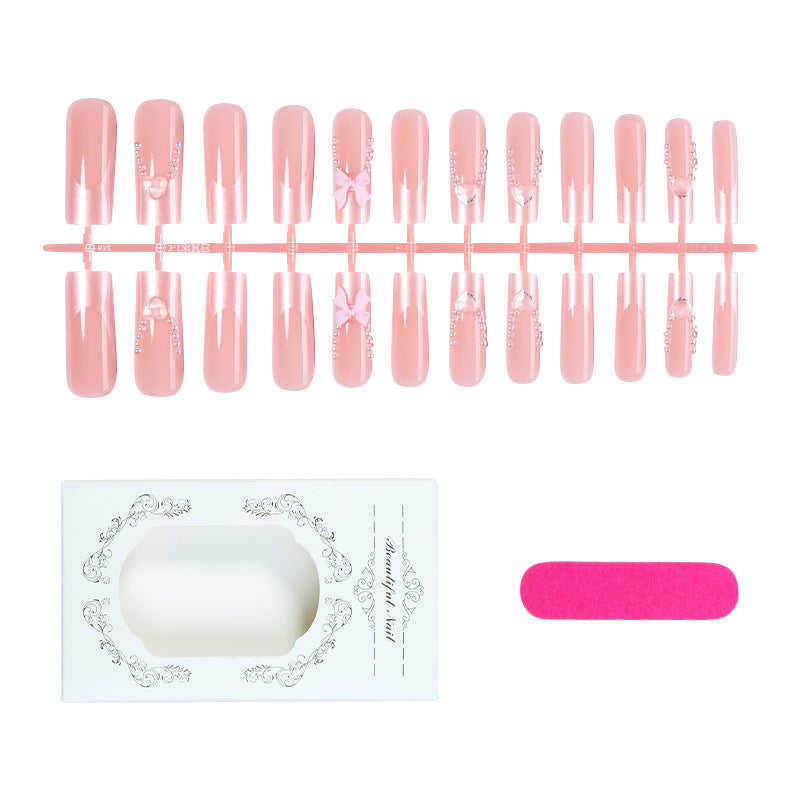 Dekoratives Press-On Nail Art Set mit Perlen und Schleifen Brehn