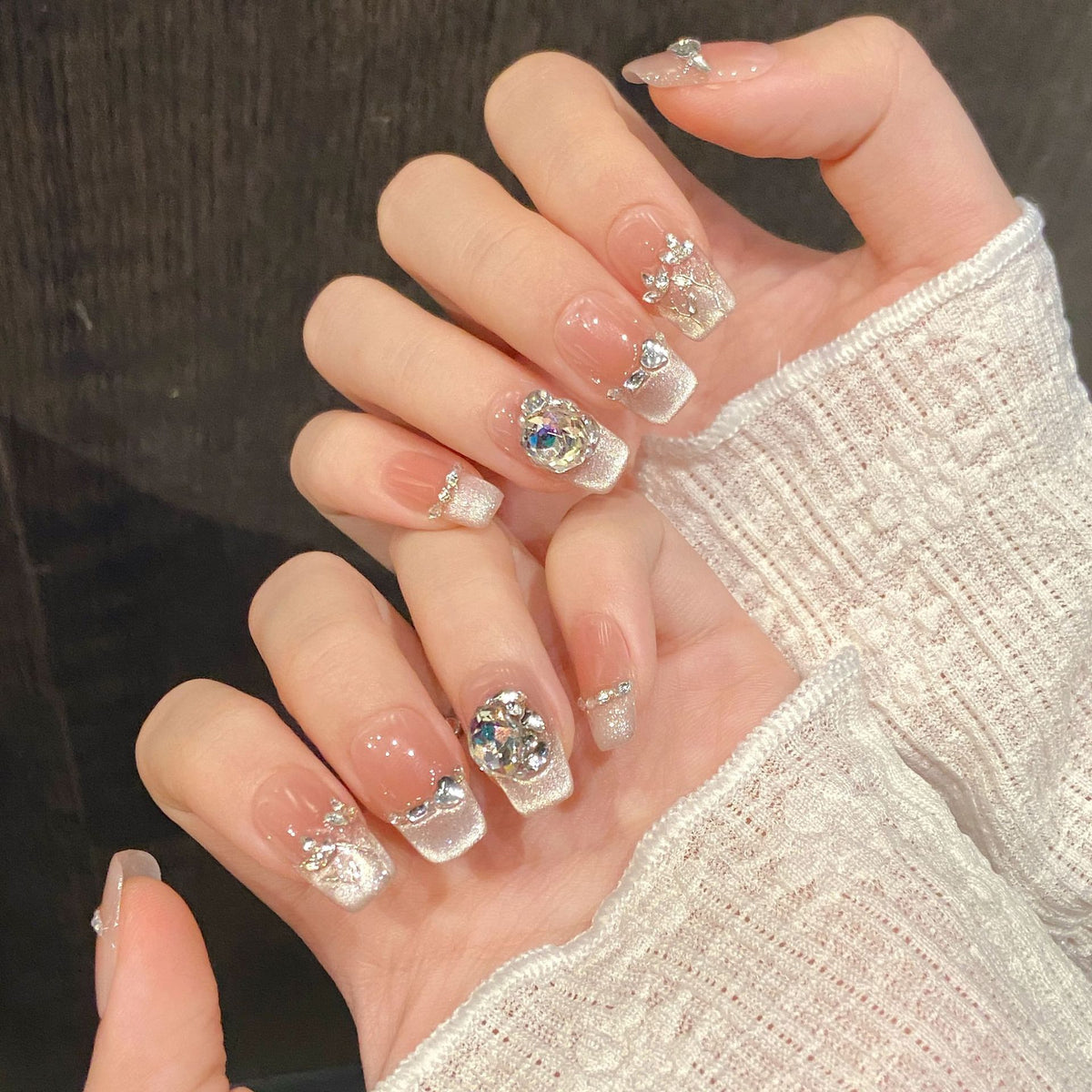 Dekoratives Kristall-akzentuiertes Druck-Nagelkunstset