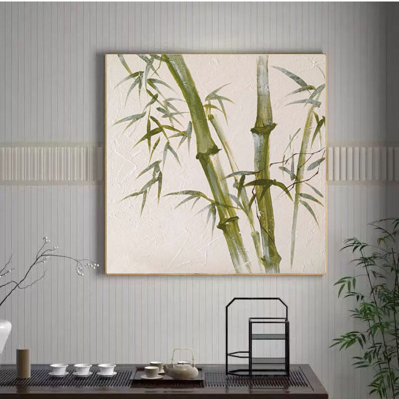Bambus-inspiriertes strukturiertes Leinwandkunstwerk