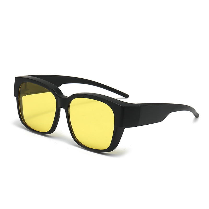 Damen stylische rechteckige Sonnenbrille mit gelben Gläsern Brehn