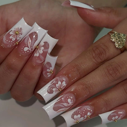 Elegante Blumen 3D Nagelkunstverlängerungen Brehn 1789713260