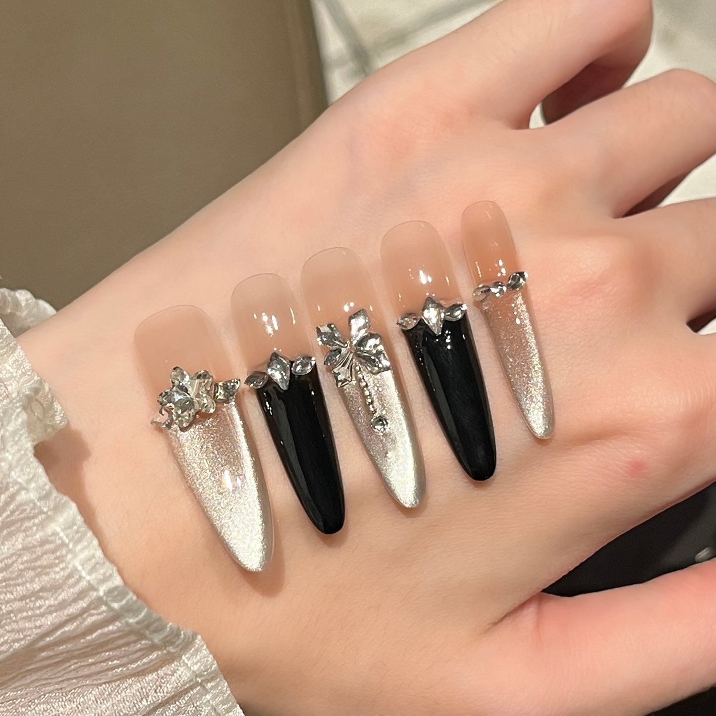 Premium Lange Stiletto Press-On Nagelverlängerungen Brehn