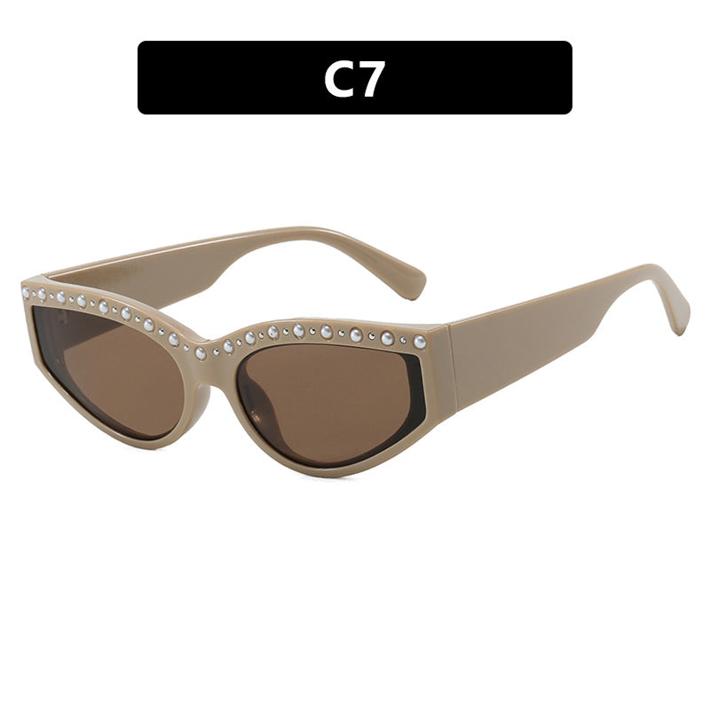 Damen Cat-Eye Sonnenbrille mit funkelndem Strassbesatz und animalischem Muster Brehn