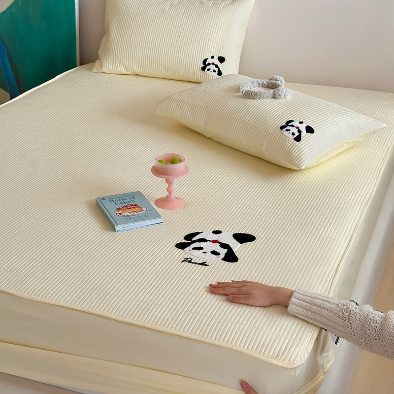Gestepptes Fitted-Matratze-Topper mit gesticktem Panda-Motiv