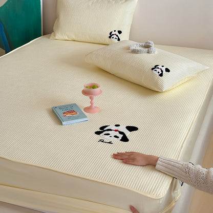 Gestepptes Fitted-Matratze-Topper mit gesticktem Panda-Motiv