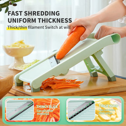 Adjustable V-Blade Mandoline Slicer with Safety Handguard and Suction Base