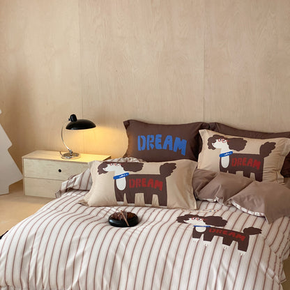 Baumwollbettbezug und Kissenbezug Set mit Cartoon-Welpen-Druck