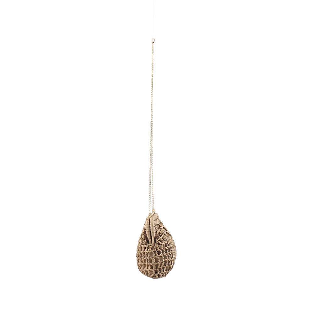 Handtasche Aus Geflochtenem Naturmaterial mit Feinen Kettenakzenten Brehn