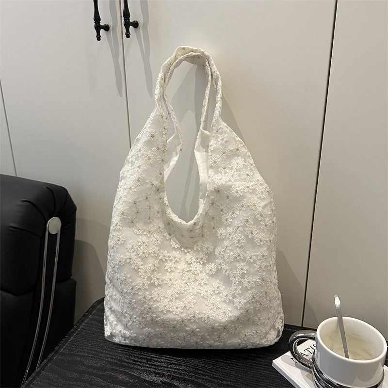 Elegante floral bestickte Einkaufstasche Brehn