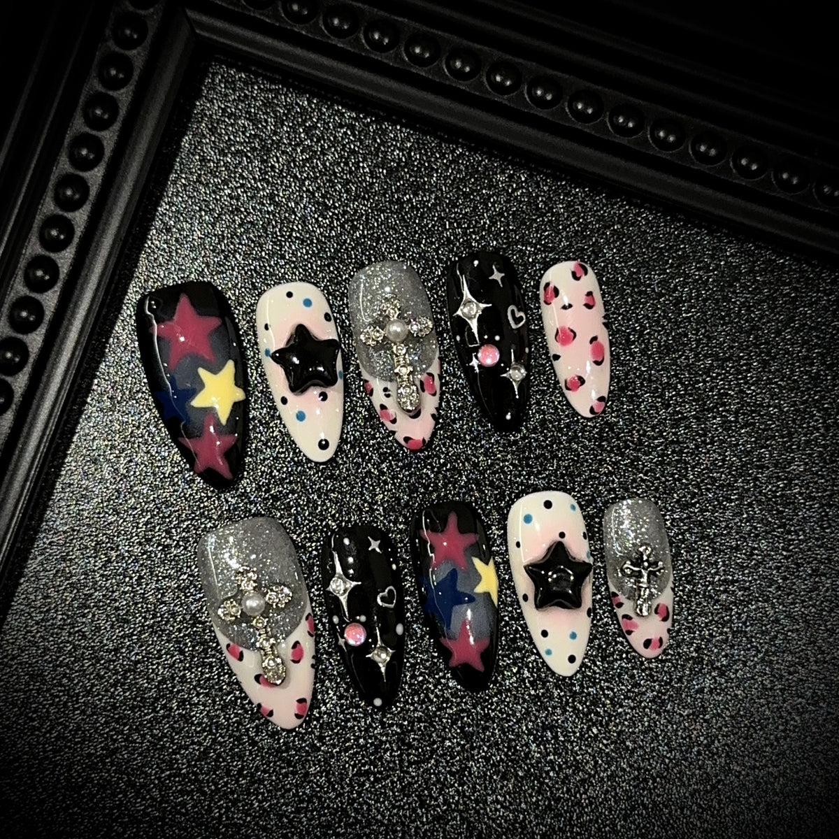 Künstlerisches Stern-Motiv Press-On Nagelset