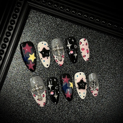 Künstlerisches Stern-Motiv Press-On Nagelset