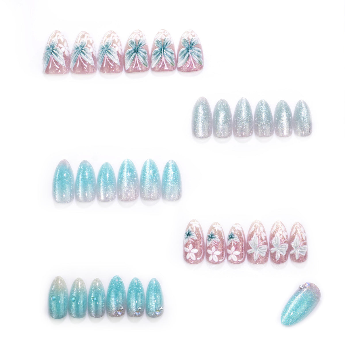 Butterfly Floral Press-On Nagelkunstset Brehn
