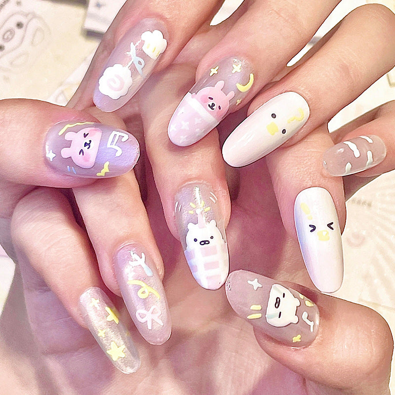 Verspielte Tier-Themen Presse-On Nagelkunst Brehn
