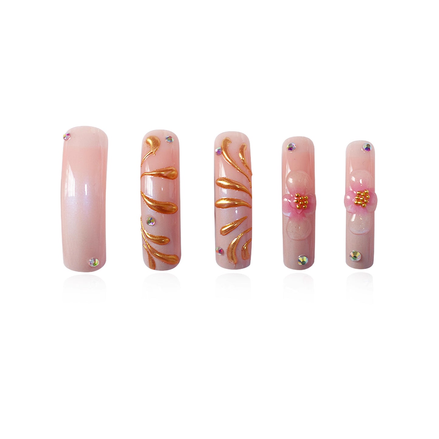 Luxuriöse goldakzentuierte Press-On Nagelkunst Brehn