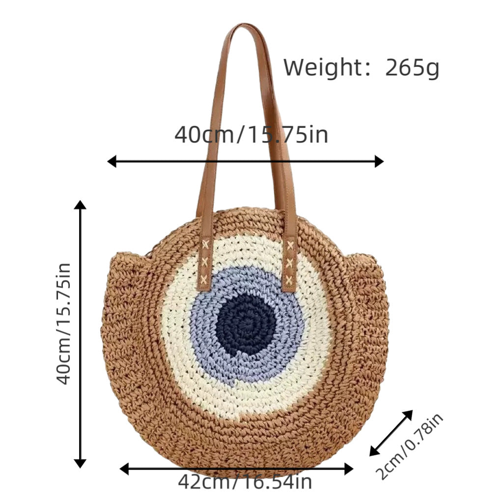Geflochtene Korbtasche mit Einzigartigem Runddesign und Eleganten Trageriemen Brehn