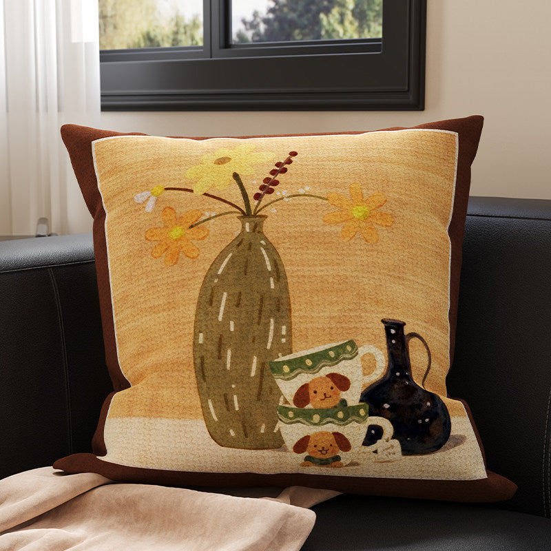 Decorative Tufted Velvet Throw Pillow Cover with Raised Floral Appliqué