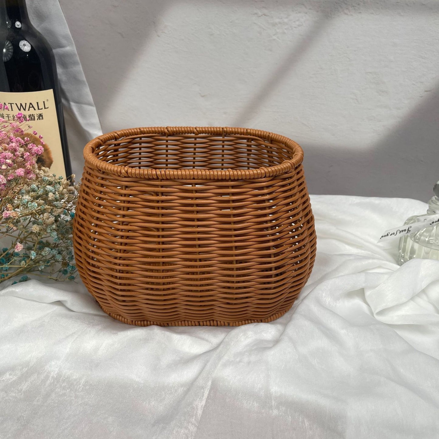 Damen modischer Rattan-Behälter mit Perlenhenkel Brehn