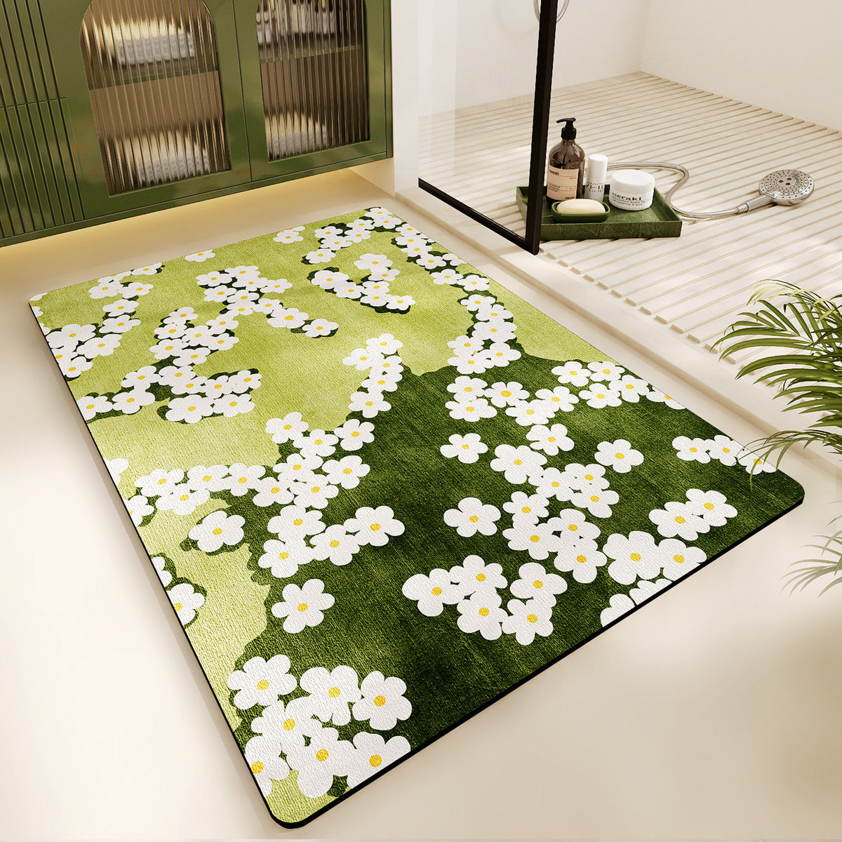 Florales Design-Badeteppich