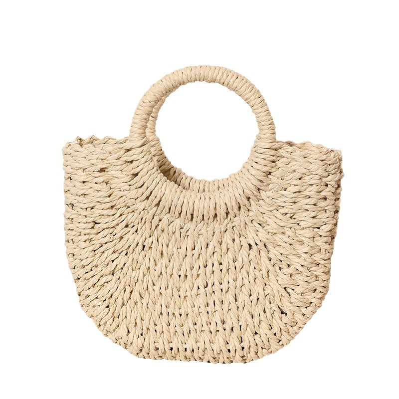 Trendige Basttasche mit Rundem Griff und Strukturiertem Design Brehn