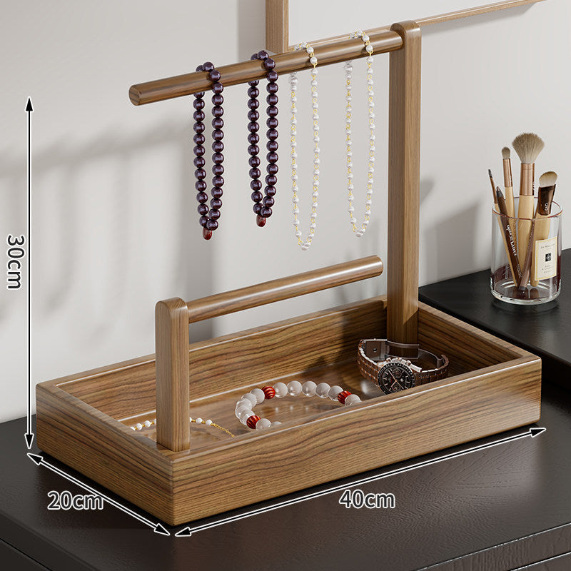 Holz Schmuck Organizer mit zwei Ebenen und Aufhängebügeln