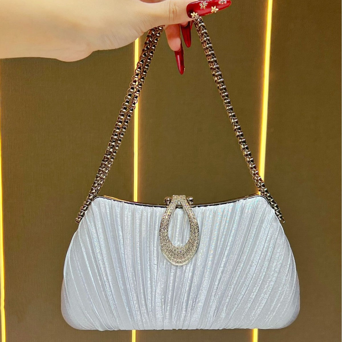 Falten Satin Abend Handtasche
