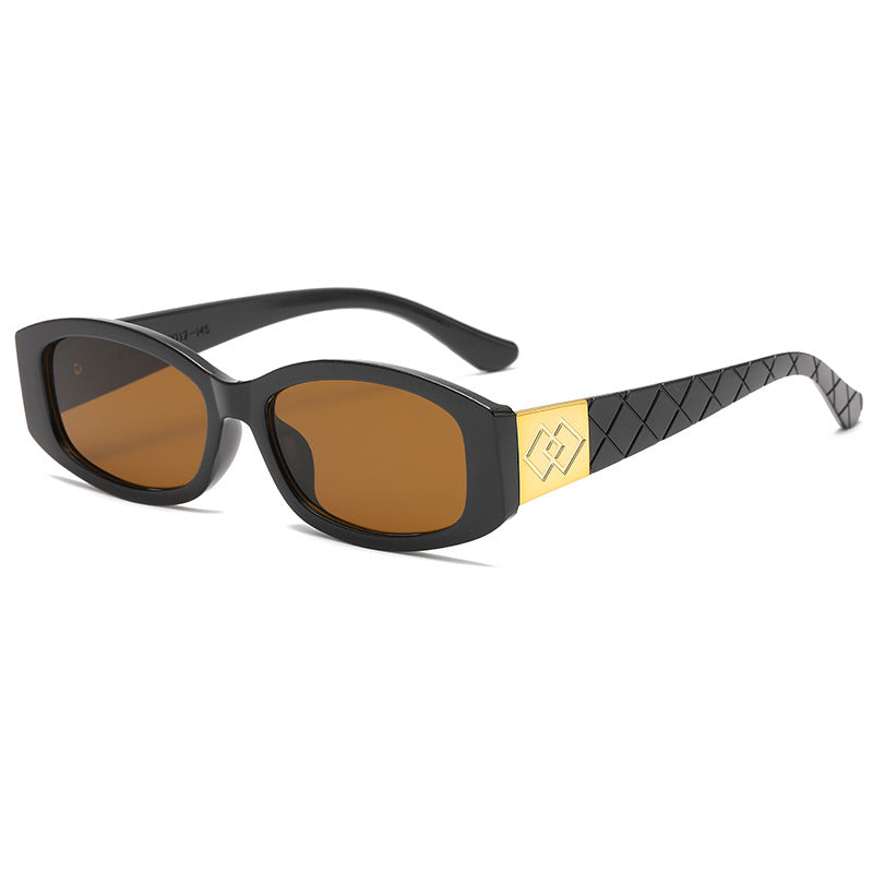 Damen moderne Sonnenbrille mit einzigartigem goldenem Rahmen Brehn