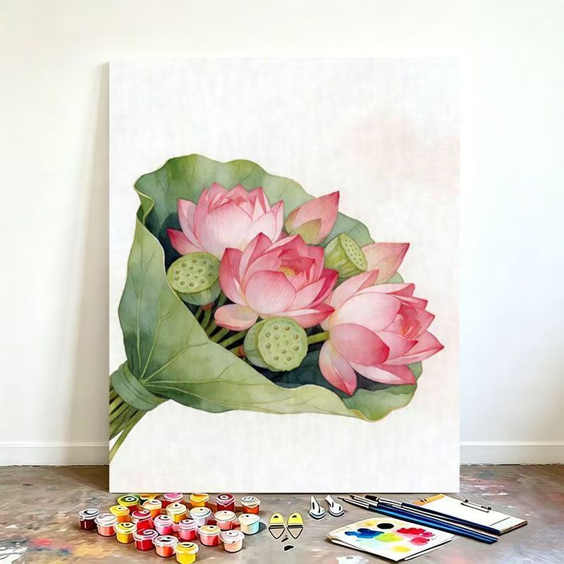 Aquarell Lotusblume Leinwand Kunstset Brehn