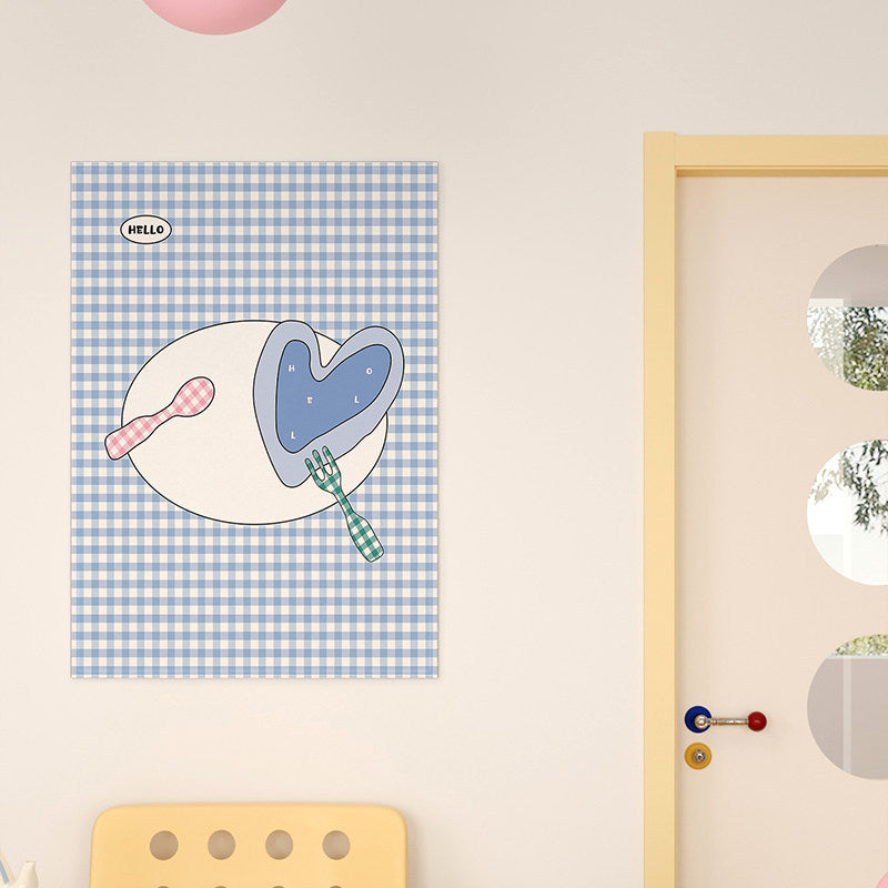 Cute Cartoon Mug Illustration Framed Wall Art Print for Kitchen & Nursery