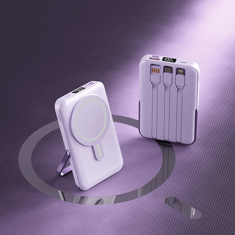 Tragbare Powerbank mit Integriertem Ladekabel und Wireless Ladefunktion Brehn