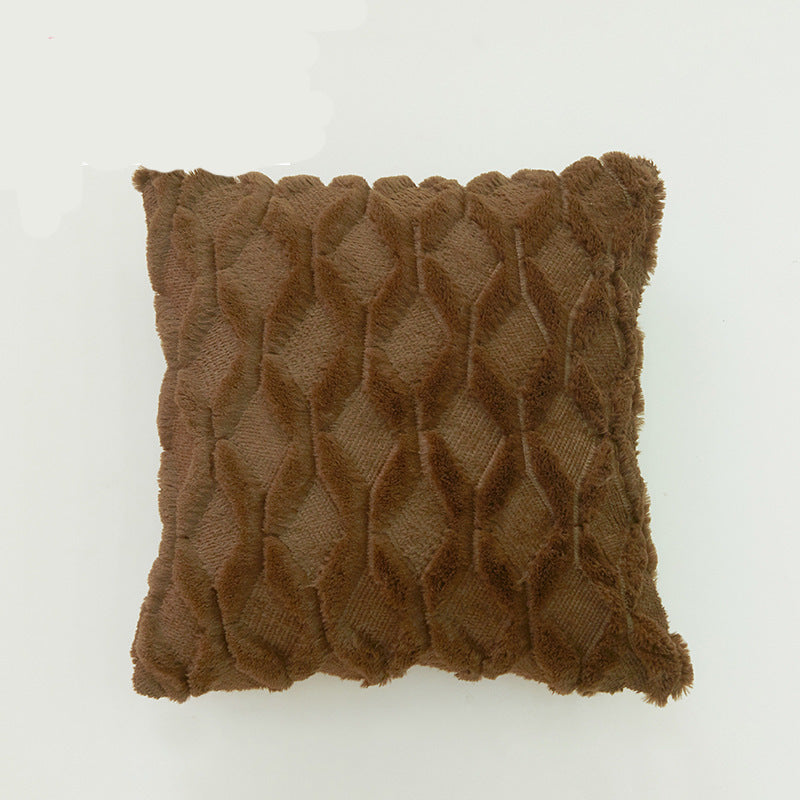 Quadratischer Zierkissenbezug mit dreidimensionalem Wabenrelief aus soften Chenille-Fasern Brehn