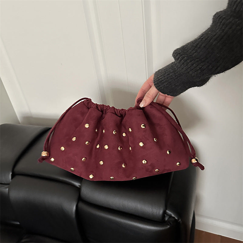 WoChic Nieten Drawstring Clutch Tasche Brehn