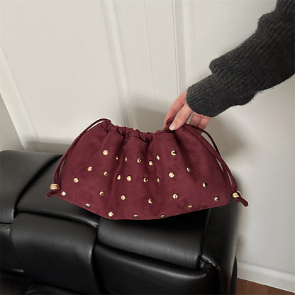 WoChic Nieten Drawstring Clutch Tasche Brehn