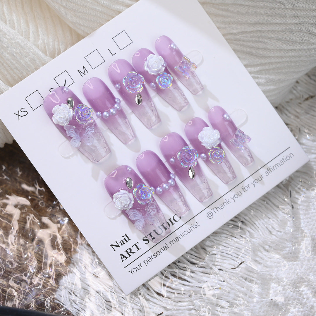 Floral Verziertes Press-On Nagelset Brehn