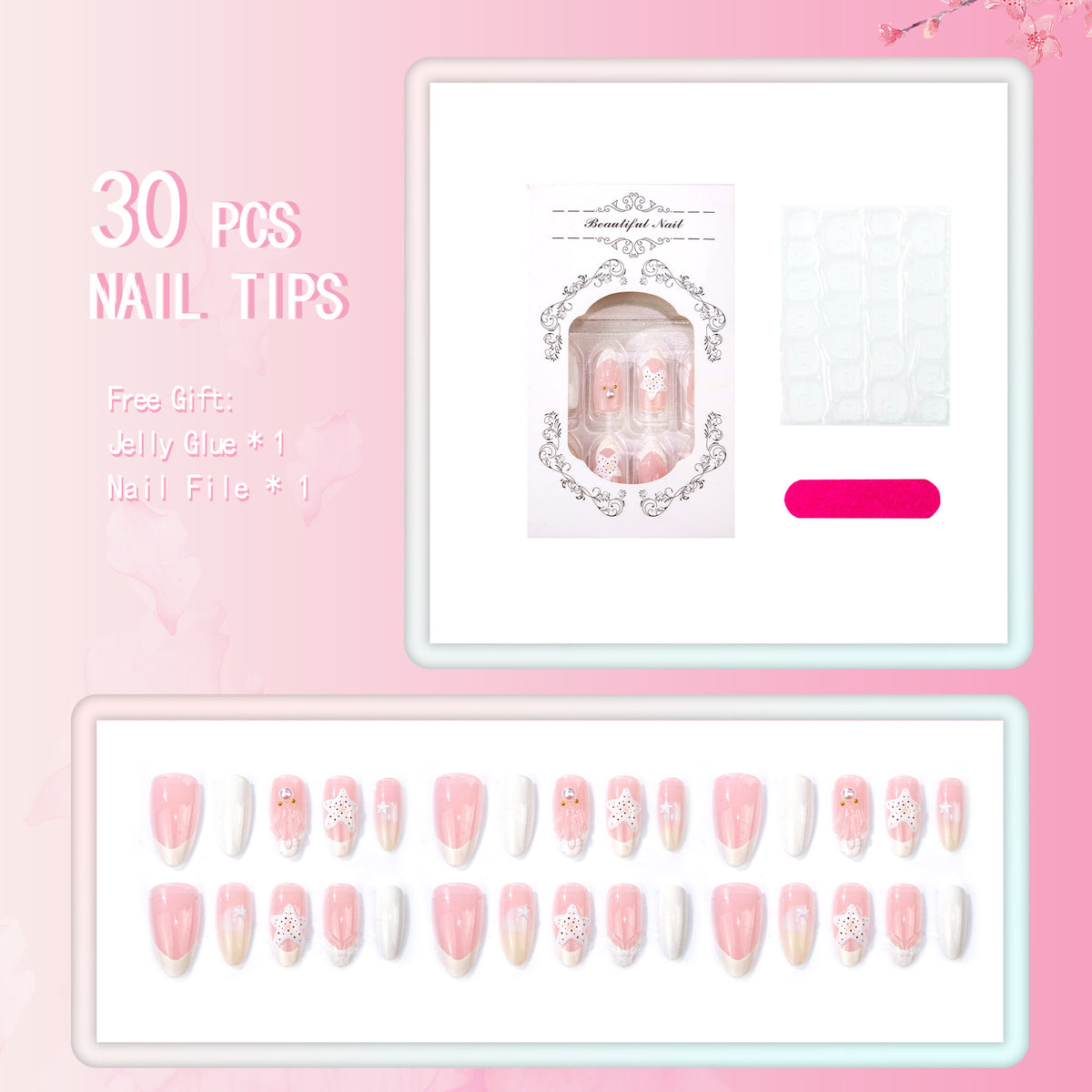 Premium Dekorative Press-On Nagelkunst Set