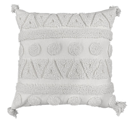Boho Texturiertes Gestuftes Baumwoll-Wurfkissen mit Diamant-geometrischen Tufting und Eck-Tasseln