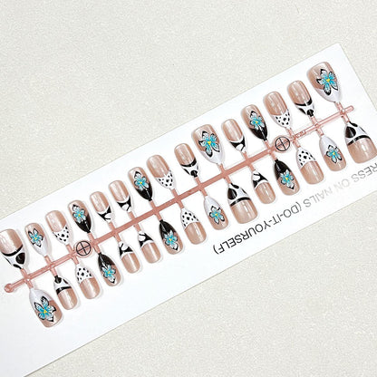 Künstlerisches Blumen Press-On Nagelset Brehn