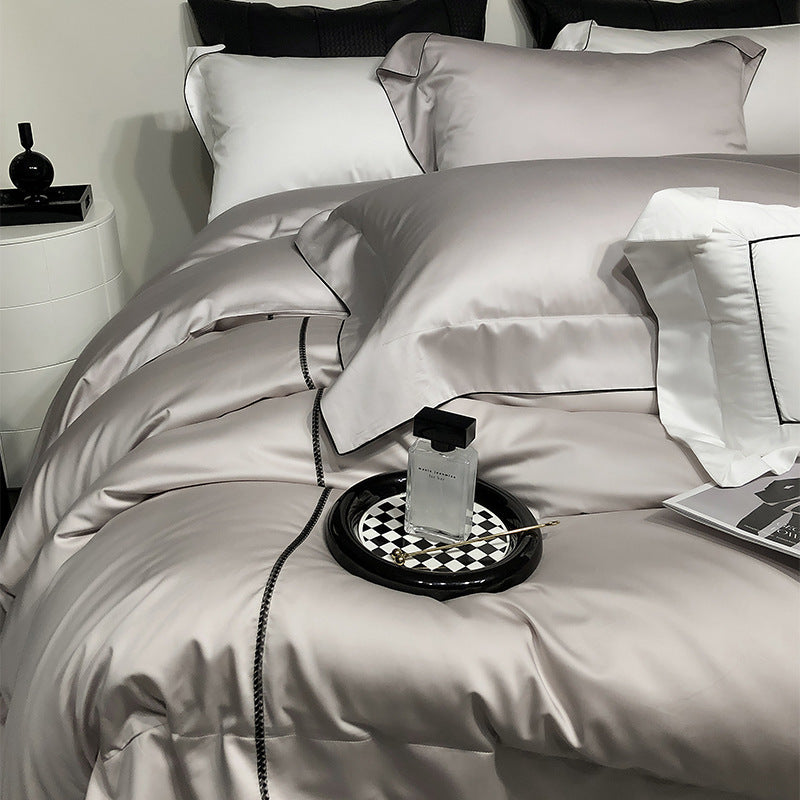 Luxus Satin Bettwäsche Set mit geketteltem Rand und hypoallergenem Mikrofaser