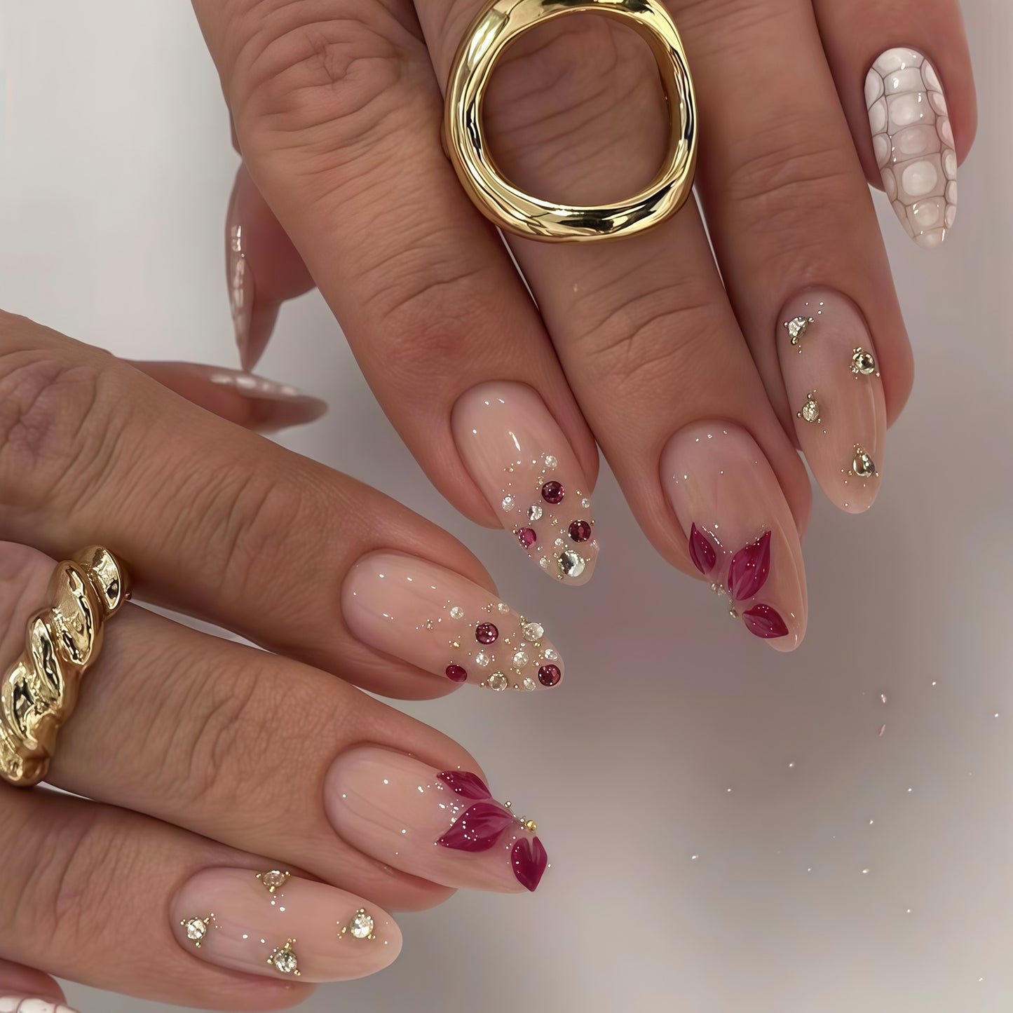 Elegante Blumendruck-Acryl-Nagelverlängerungen Brehn 1787913980