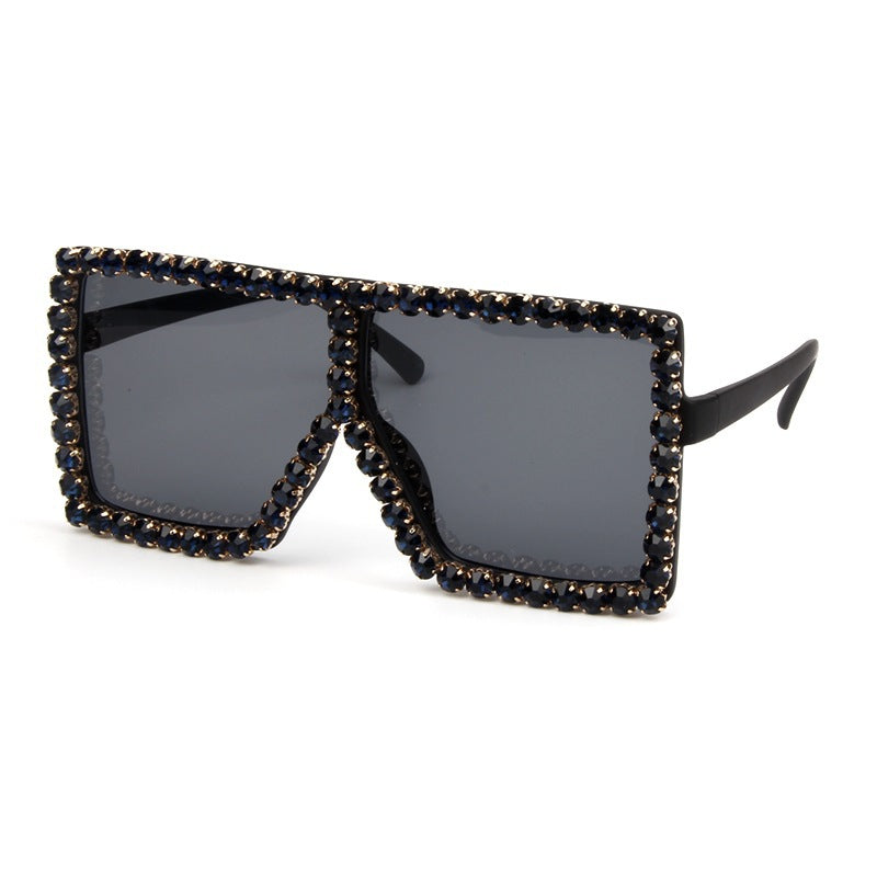 Damen oversized Sonnenbrille mit funkelndem Kristallrahmen Brehn
