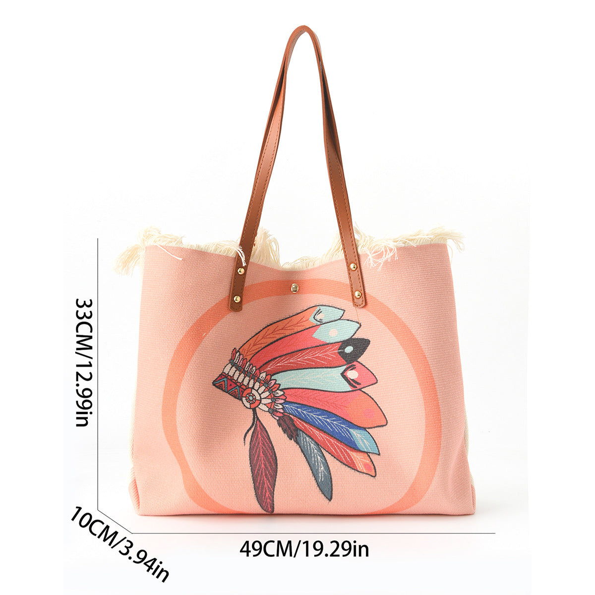 Strandtasche mit Floralem Muster und Fransen Brehn