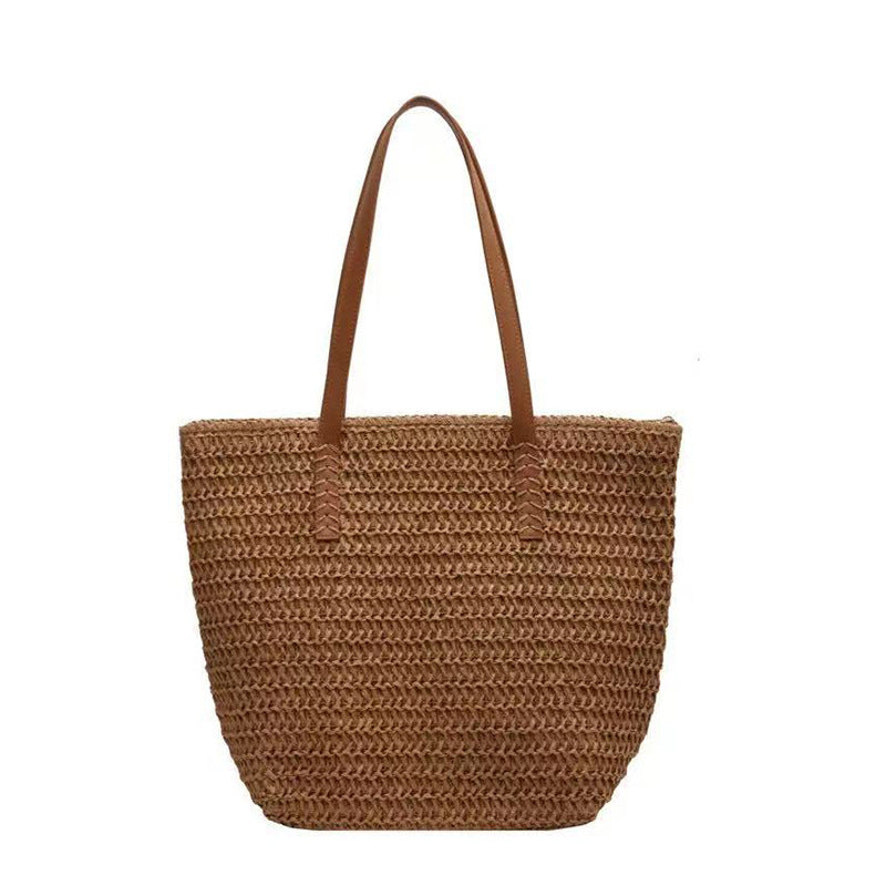 Handtasche Aus Geflochtenem Naturmaterial mit Ledernen Tragegriffen Brehn