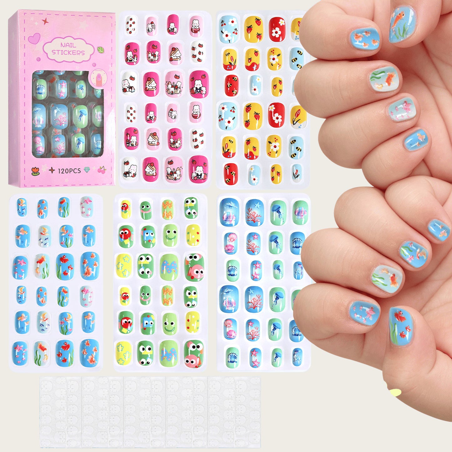 Kreatives Cartoon Nagelkunst Aufkleber Set Brehn