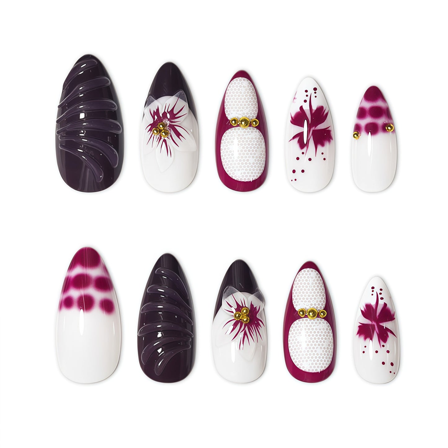 Elegante Floral Art-Nagelverlängerungen Brehn