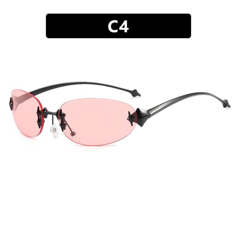 Damen modische Sonnenbrille im futuristischen Design mit verspiegeltem Rahmen Brehn