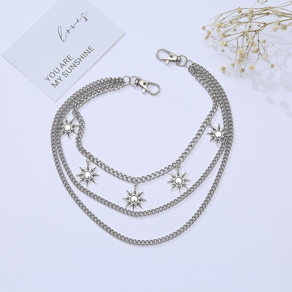 Modische Ketten-Halskette mit Sonnenmotiven Brehn