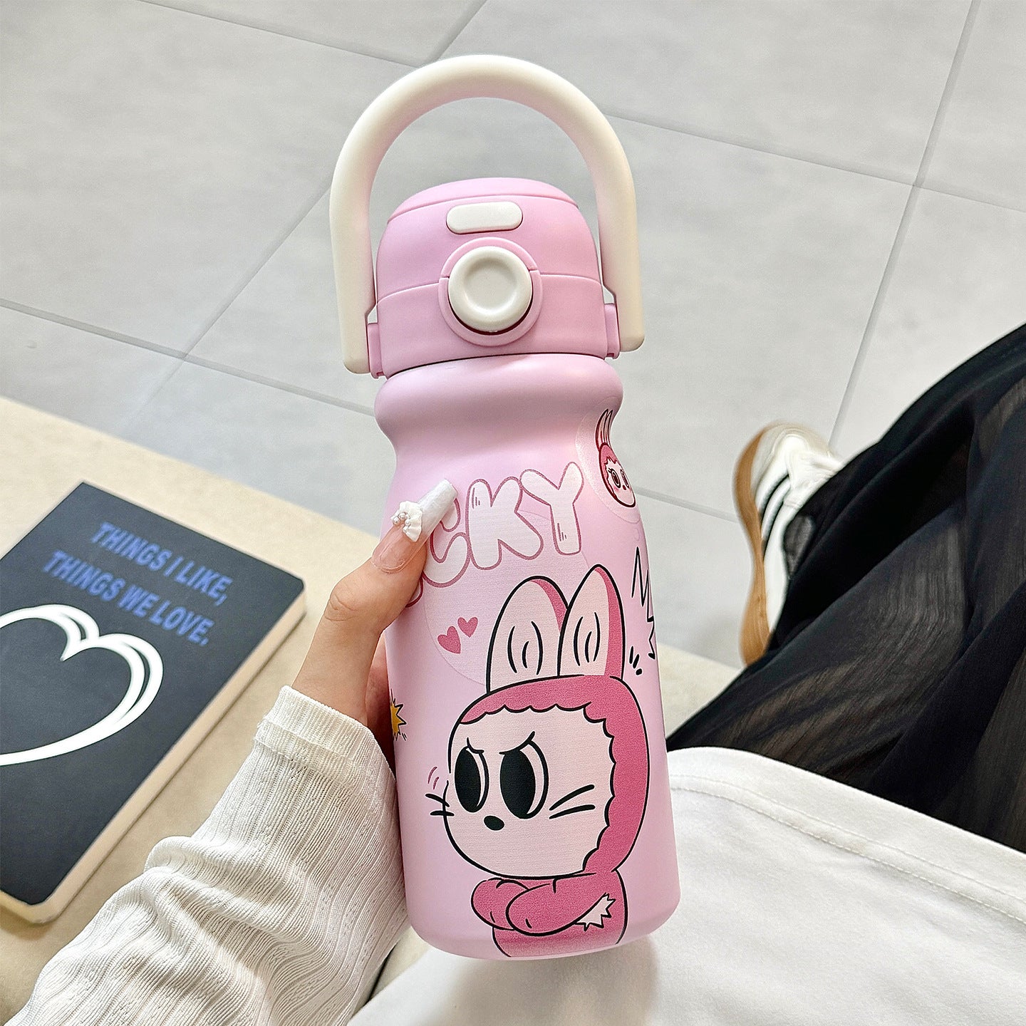 Damen Trinkflasche mit lustigem Tierdesign und ergonomischem Tragegriff Brehn