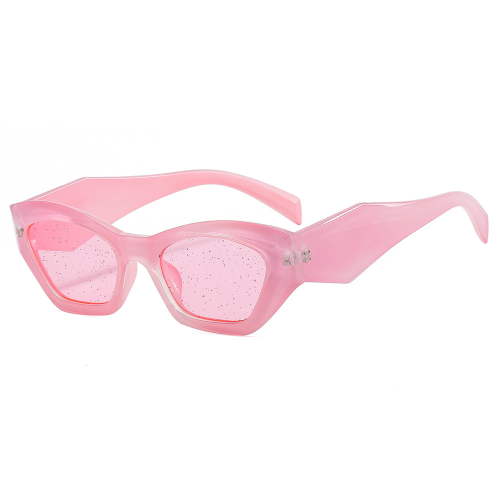 Damen geometrische Designer-Sonnenbrille mit funkelndem Rahmen Brehn