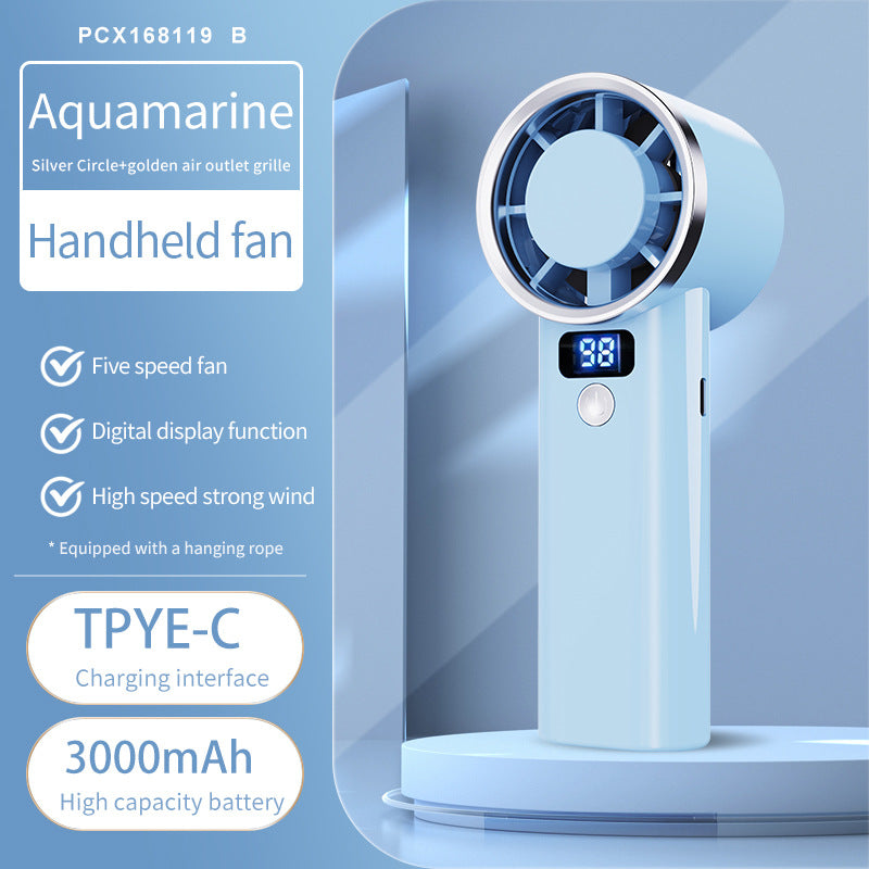 Unisex Handventilator mit digitaler Anzeige und fünf Geschwindigkeitsstufen Brehn