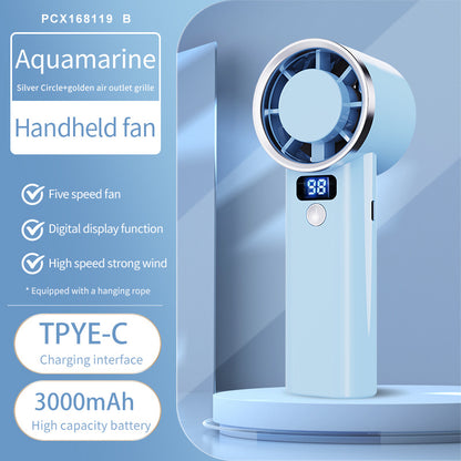 Unisex Handventilator mit digitaler Anzeige und fünf Geschwindigkeitsstufen Brehn