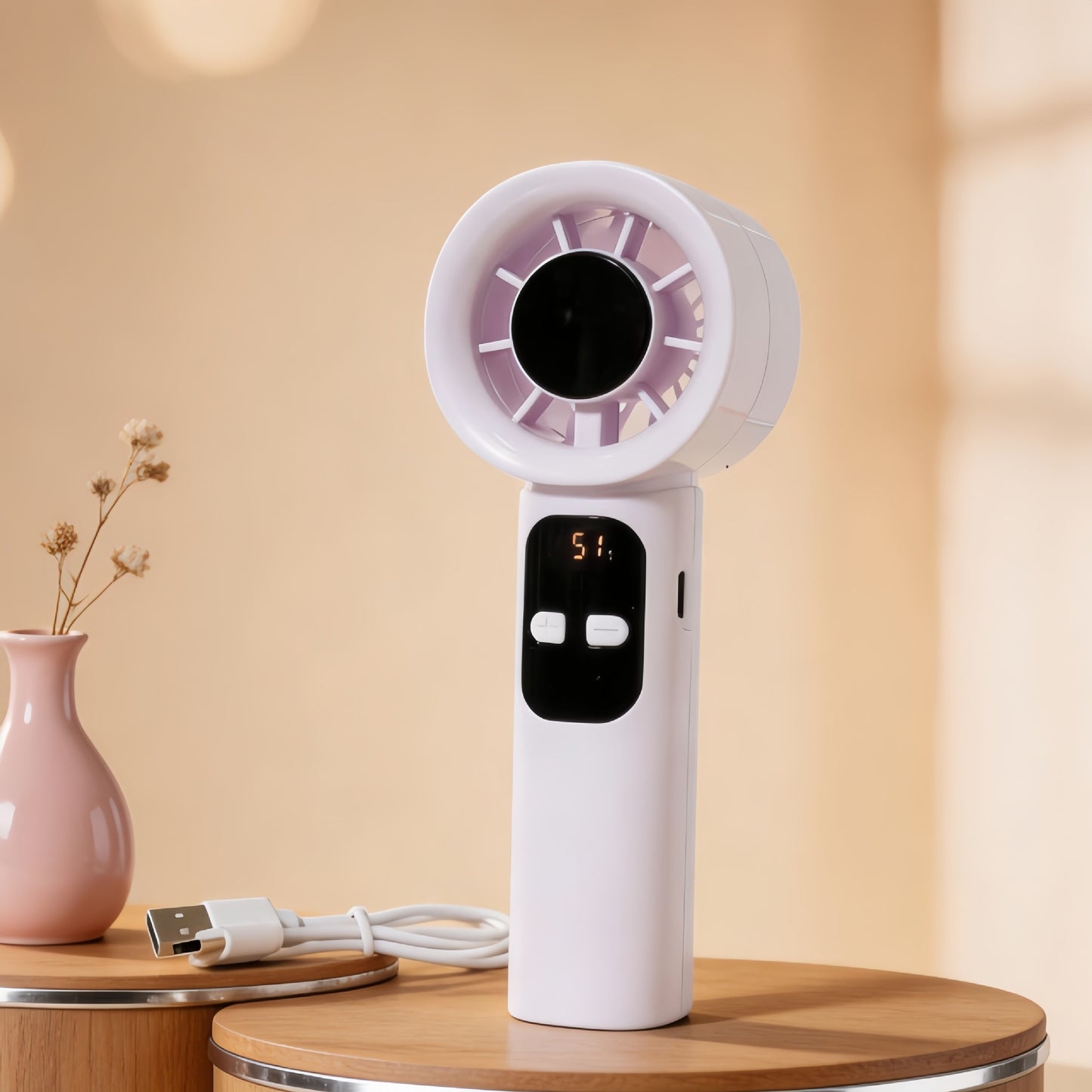 Damen Tragbarer Handventilator mit LCD-Display und USB-Anschluss Brehn